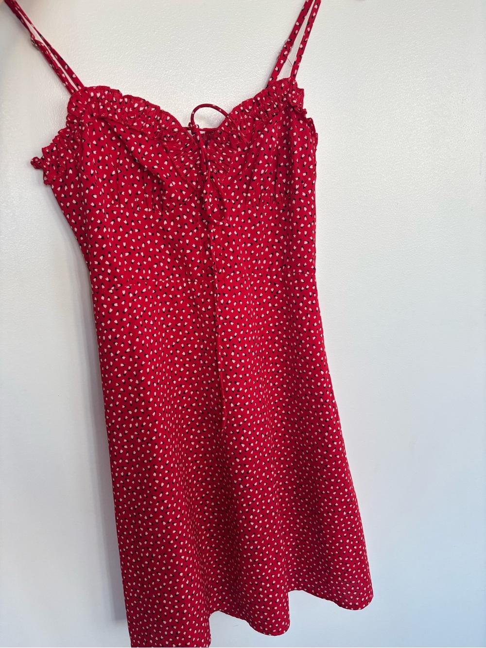 Princess Polly Red Polka Dot Tie-Front Mini Dress - Picture 2 of 4